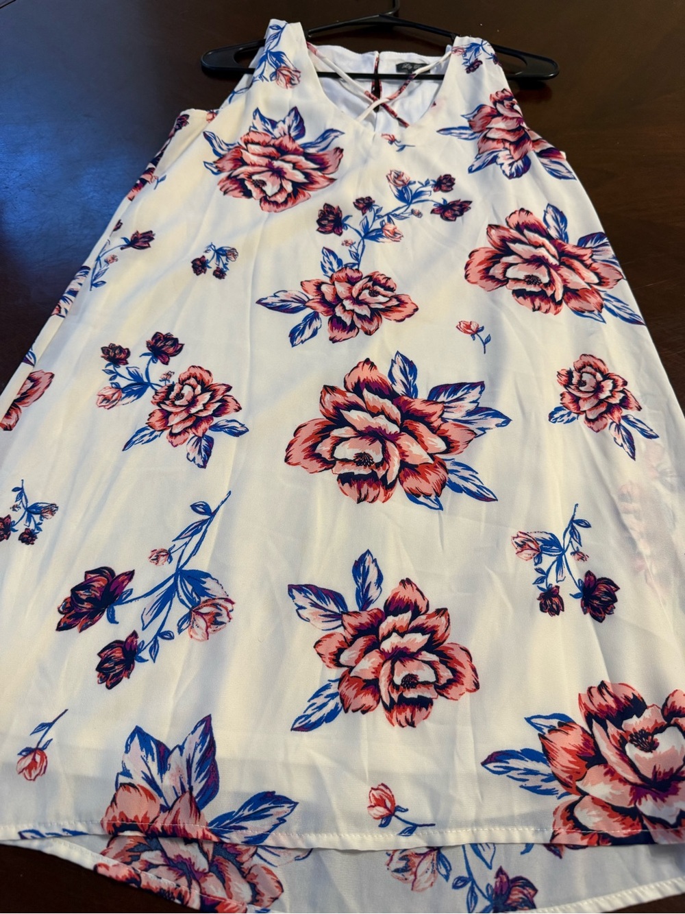 Lily Rose White A-Line Skirt with Pink & Blue Floral Print